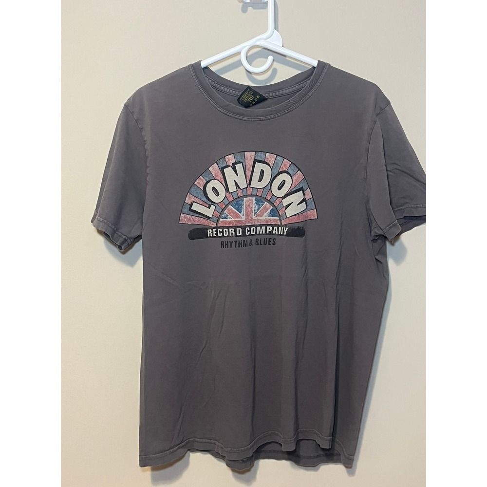 Lucky Brand London Record Co Graphic Tee XL Gray Vintage Fit